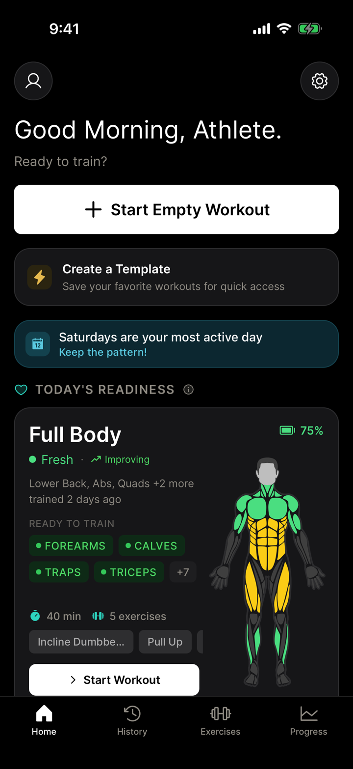 Everlift Home Screen