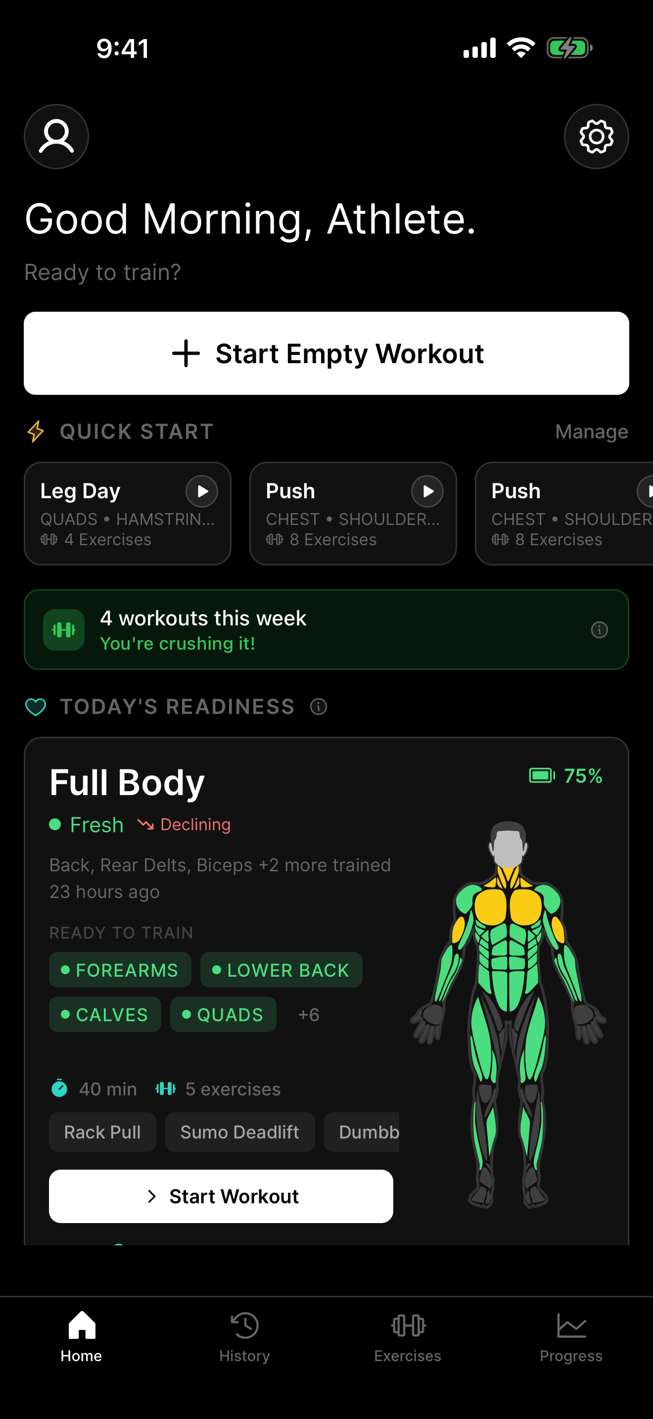 Everlift Home Screen